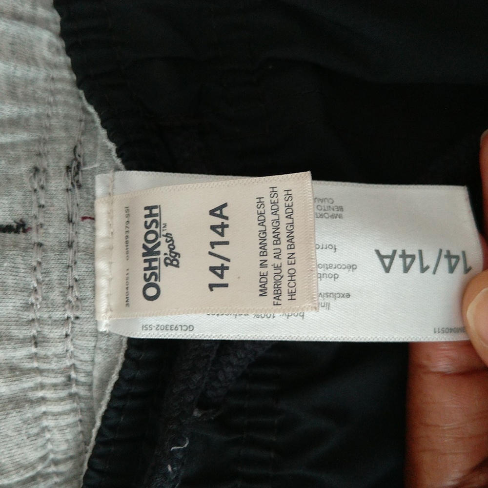 Oshkosh B'gosh Double Lined Windbreaker Pants Boys Size 14 Black - Picture 3 of 11